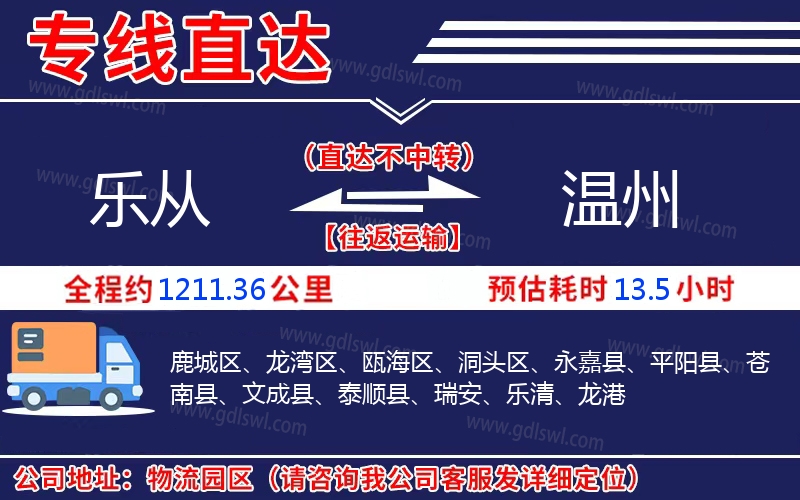 樂(lè)從到溫州物流公司