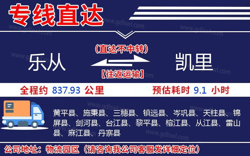 樂(lè)從到凱里物流公司