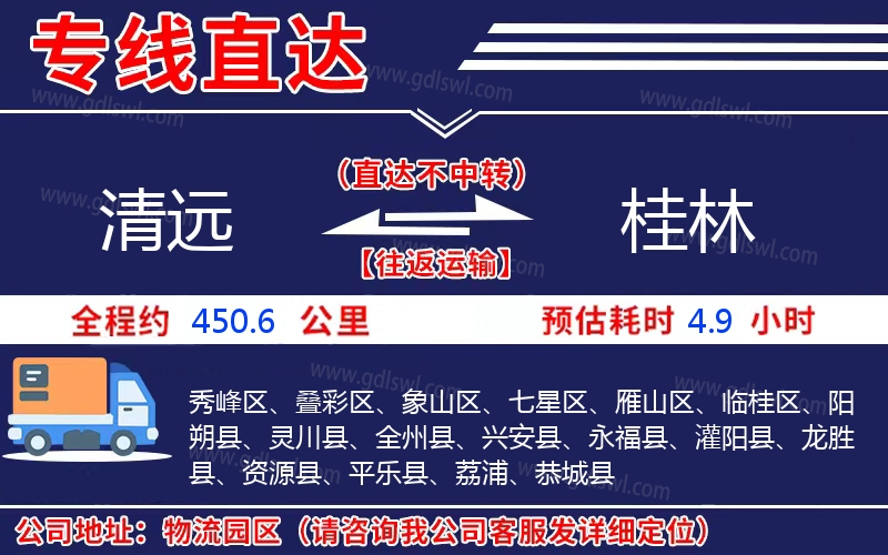 清遠到桂林物流公司