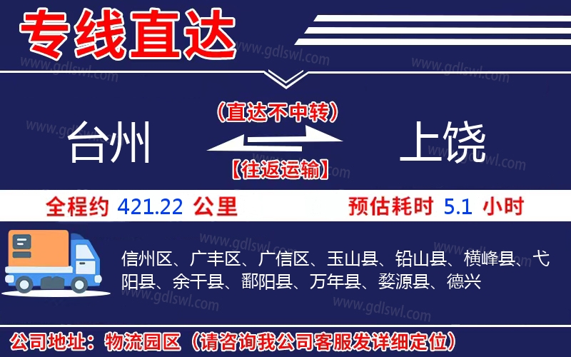 臺(tái)州到上饒物流公司 臺(tái)州到上饒物流公司