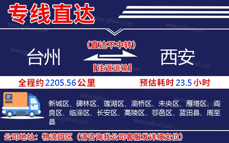 臺州到西安物流公司 臺州到西安物流公司