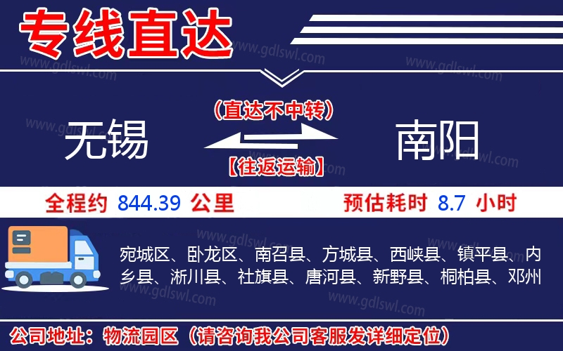 無錫到南陽物流公司