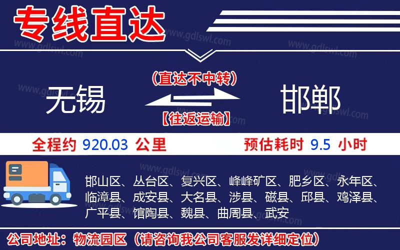 無(wú)錫到邯鄲物流公司