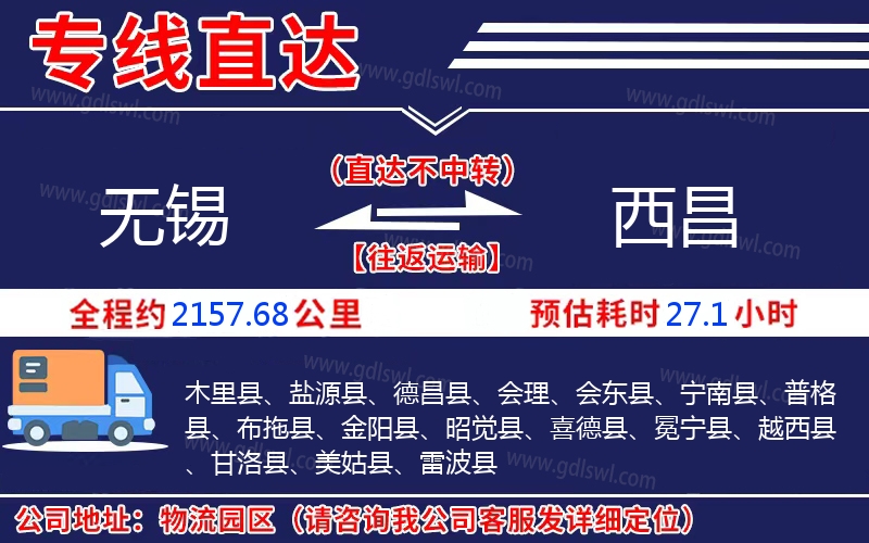 無錫到西昌物流公司